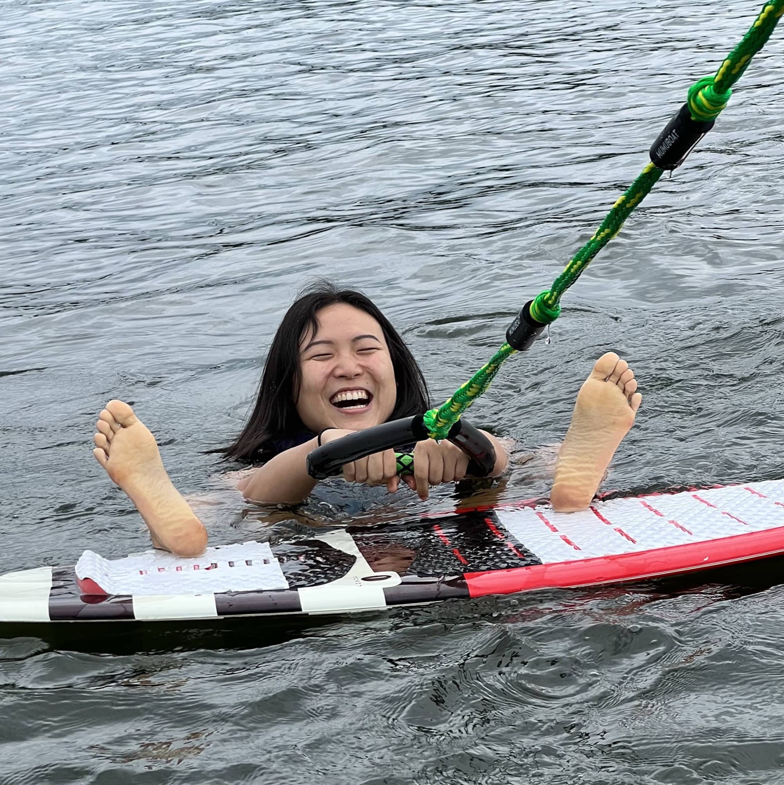 Wakesurfing the wake